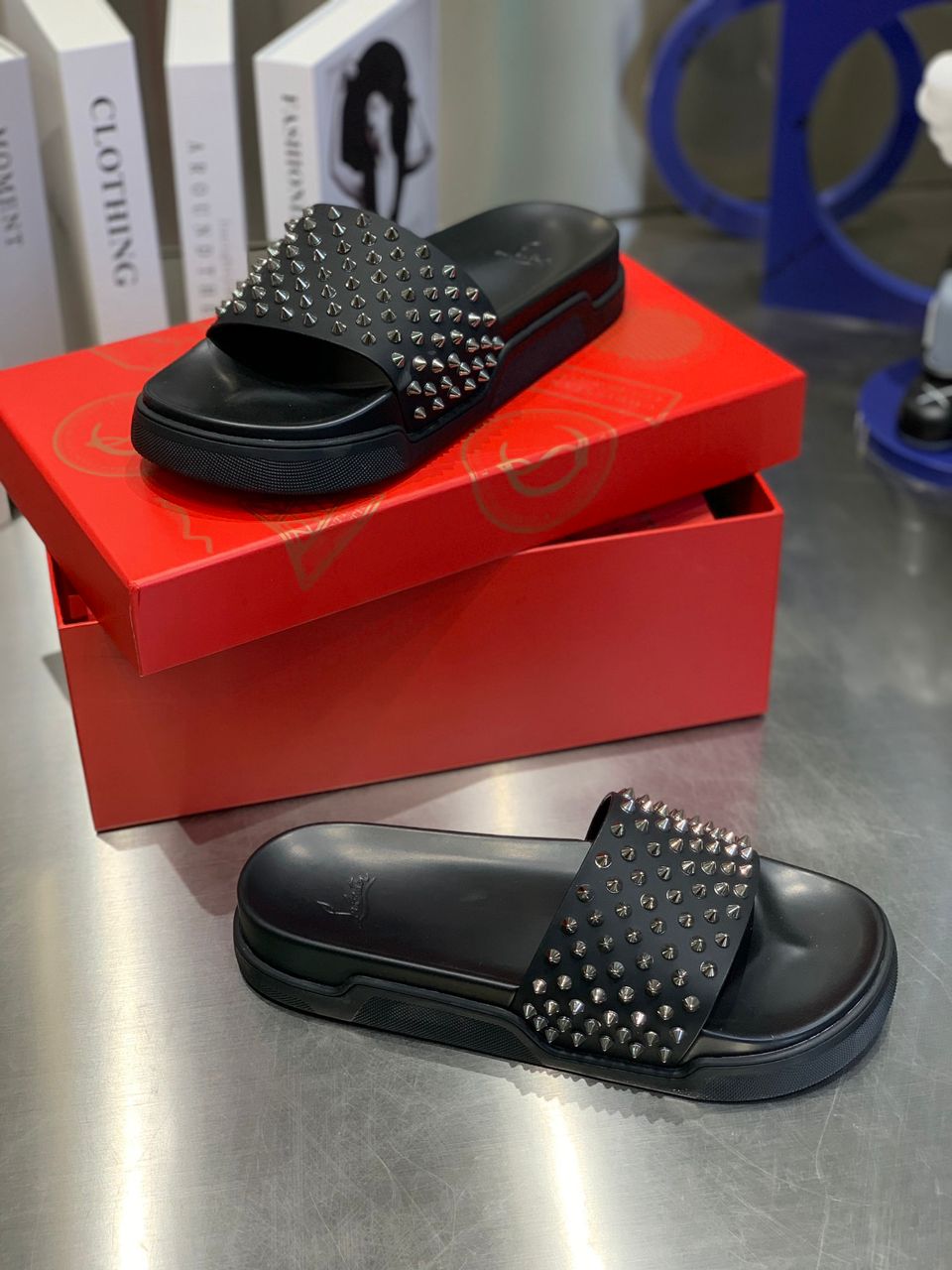 Christian Louboutin Spike Slide Black