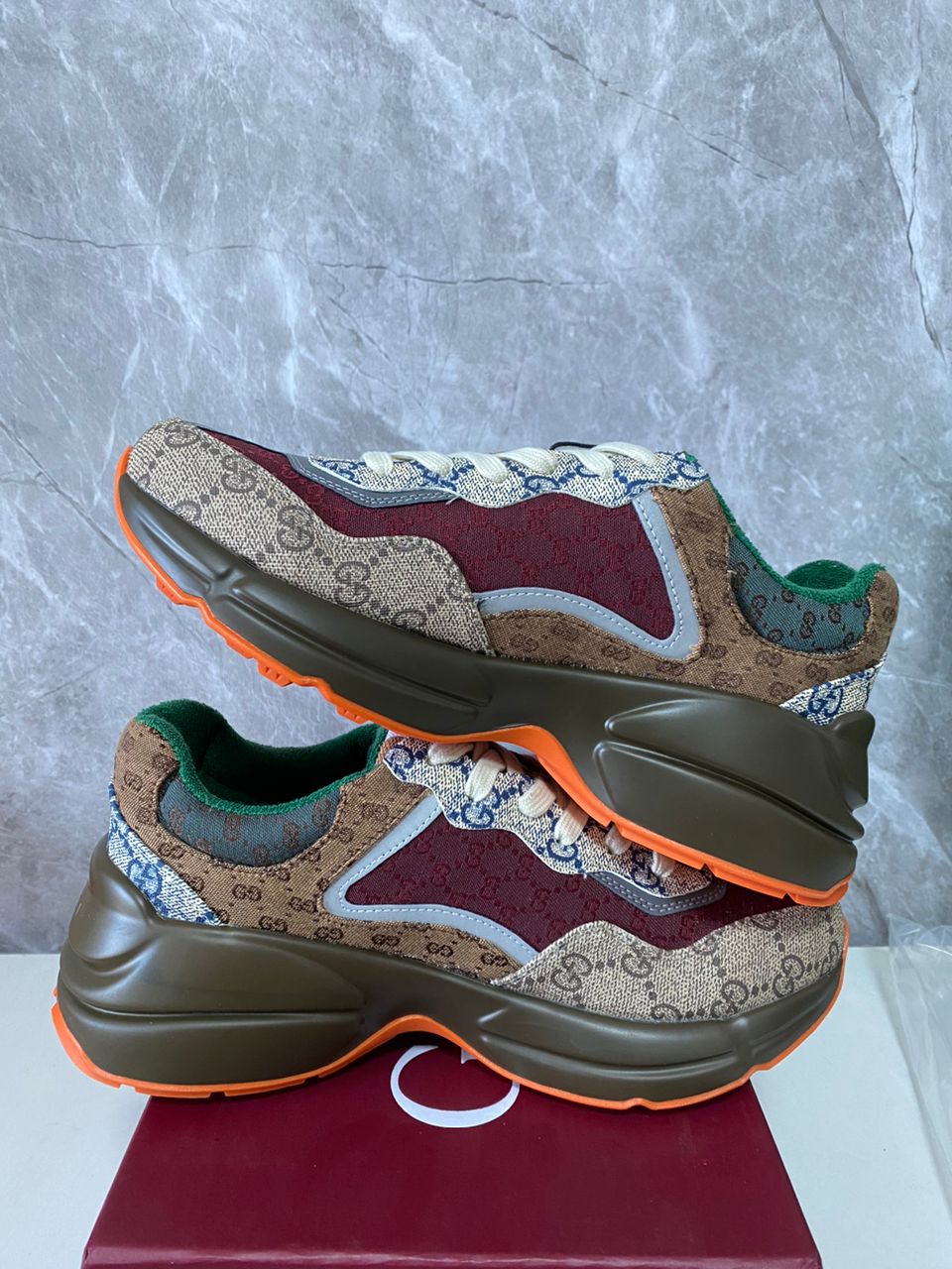 Gucci Ladies GG Embossed Sneaker Multicolor